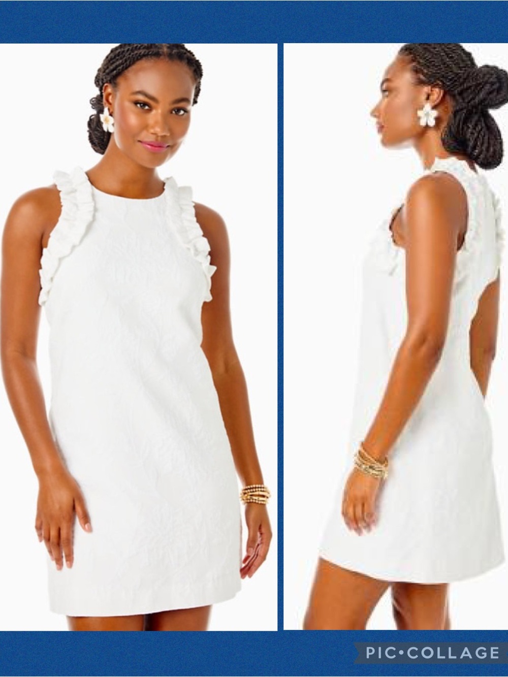 Lilly Pulitzer Kailee Stretch Ruffle Shift Dress in Resort White Caliente
